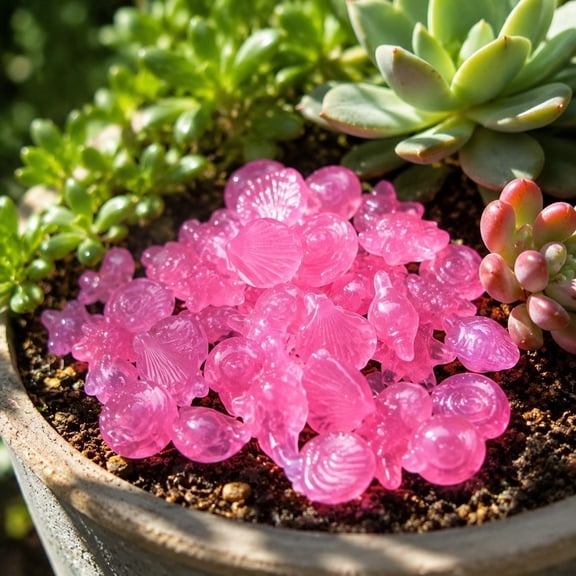 Viflosae Glow in the Dark Rocks Garden Decor Luminous Sea Figurines Colorful Seashell Sea Star Seashell Stones for Fish Tank Garden Vase Fillers and Beach Theme Decoration