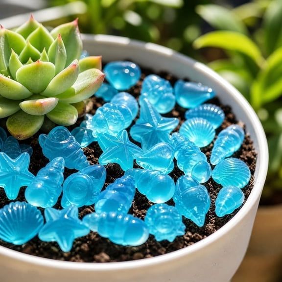 Viflosae Glow in the Dark Rocks Outdoor Decorations Luminous Sea Figurines Colorful Seashell Sea Star Seashell Stones for Fish Tank Garden Vase Fillers and Beach Theme Decoration