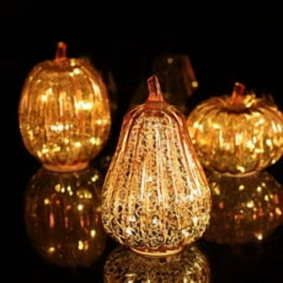 Viflosae Pumpkin Lights for Inside Pumpkin Halloween Outdoor Decorations Night Glass Pumpkin Sparkling Night Glass Pumpkin Halloween Pumpkin Night Lantern