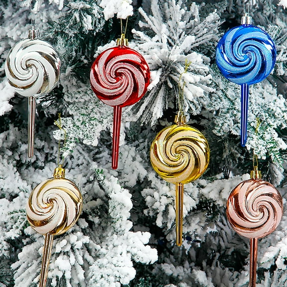 Viflosae Holiday Decor Christmas Tree Ornament Lollipop Painted Candy Shaped Christmas Decoration Pendant Accessories Christmas Tree Small Pendant for Home, Office, and Store Christmas Displays