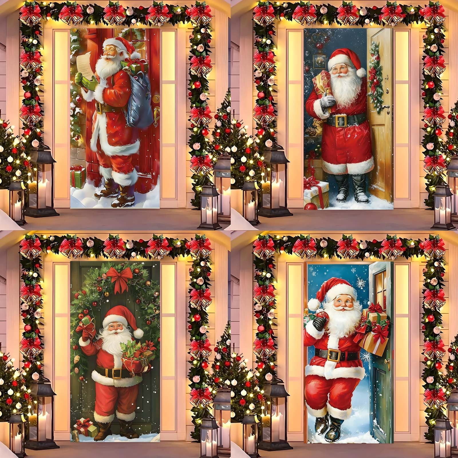 Viflosae Holiday Door Cover Xmas Decor Christmas Door Curtain Festive ...