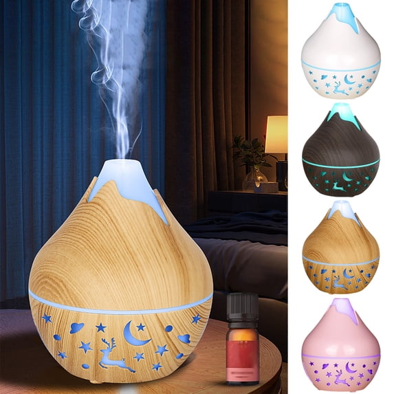 Viflosae Humidifier for Bedroom Bedroom Humidifier Wood Grain Humidifier Color-Changing Aroma Diffuser USB-Powered Mist Device Silent Night Light Humidifier