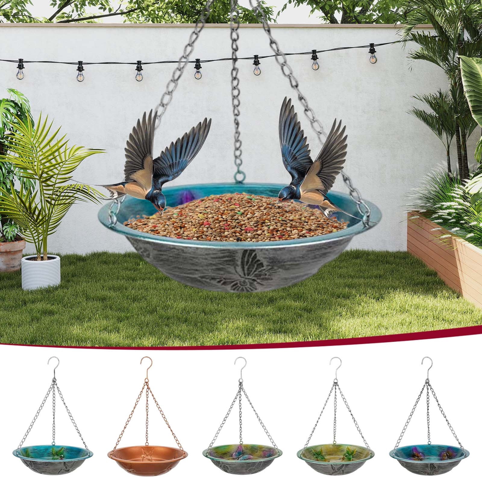 Viflosae Hummingbird Feeder Window Bird Feeder Metal Wrought Iron Feeder Outdoor Multifunctional Garden Hanging Hummingbirds Feeder