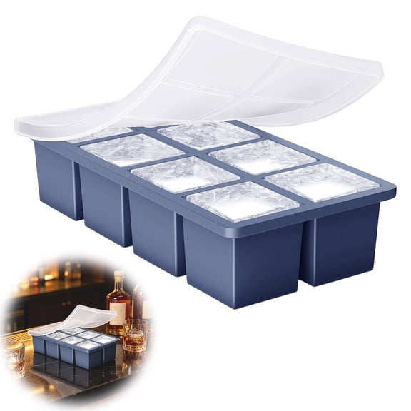 Viflosae Ice Mold Ice Trays Large Silicone Tray for Whiskey Cocktails Big 2 Inch Stacking Reusable Flexible Mold for Easy Ice Release Home Bar Party Kitchen Beverage Chilling