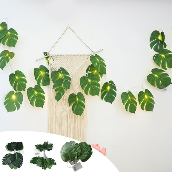Viflosae Indoor String Lights Outdoor Lights for Patio 20 LED Tropical Artificial Rattan Palm Leaves Wall Hanging Vines Leaf
