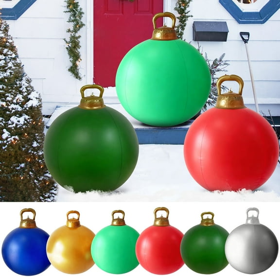 Viflosae Inflatable Ornaments Christmas Decoration Ball 60cm Outdoor Christmas Inflatable Decorated Ball Pvc Inflatable Christmas Ball Christmas Tree Decorations