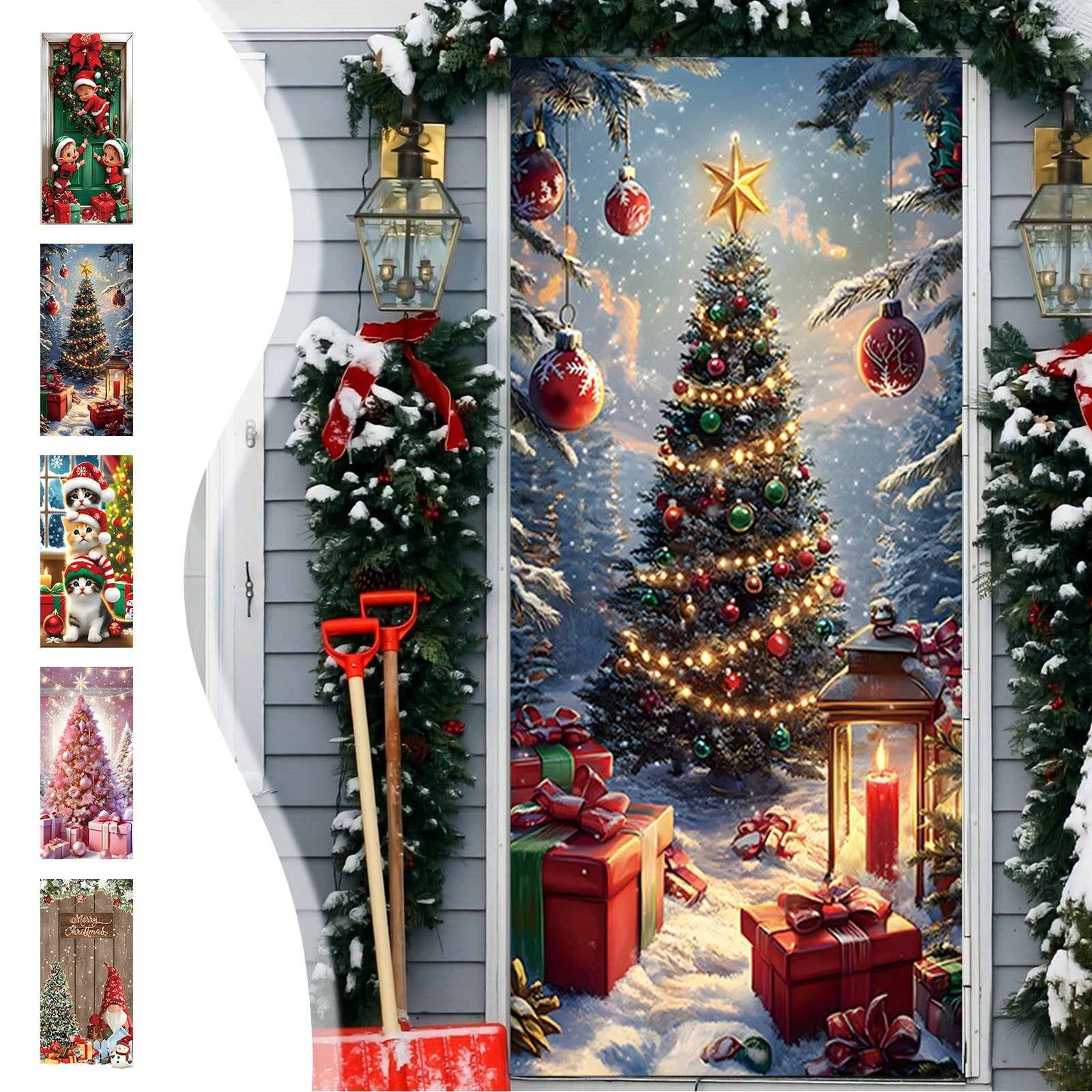 Viflosae Insulated Door Curtain Magnetic Door Curtain Christmas Door