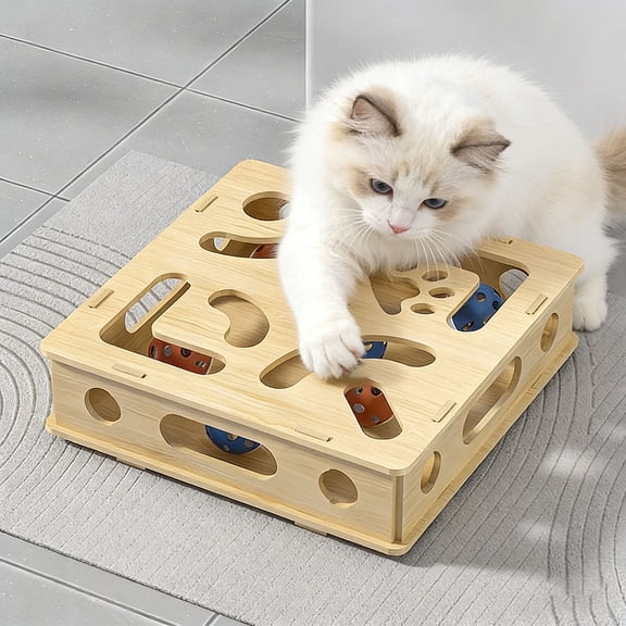 Viflosae Interactive Cats Toy Kittens Toys Pet Box Interactive Digging Construction Scene With Indoor Pet Puzzle Game For Mental Stimulation And Exercise Includes Random Color Balls