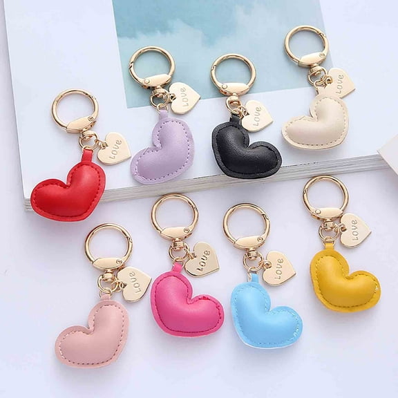 Viflosae Key Chains Woman Christmas Gifts Holiday Gifts Leather Heart Alloy Keychain Cute Color Heart Metal Accessories Small Fresh Bag Pendant