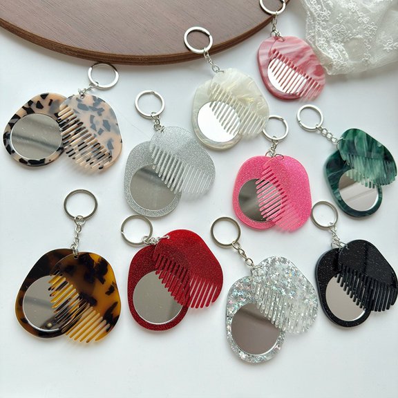 Viflosae Key Holder for Keychain Key Chain Valentines Day Gifts for Him Multi Functional Mirror Comb Keychain Fashionable And Versatile Bag Key Pendant Portable Makeup Mirror Comb