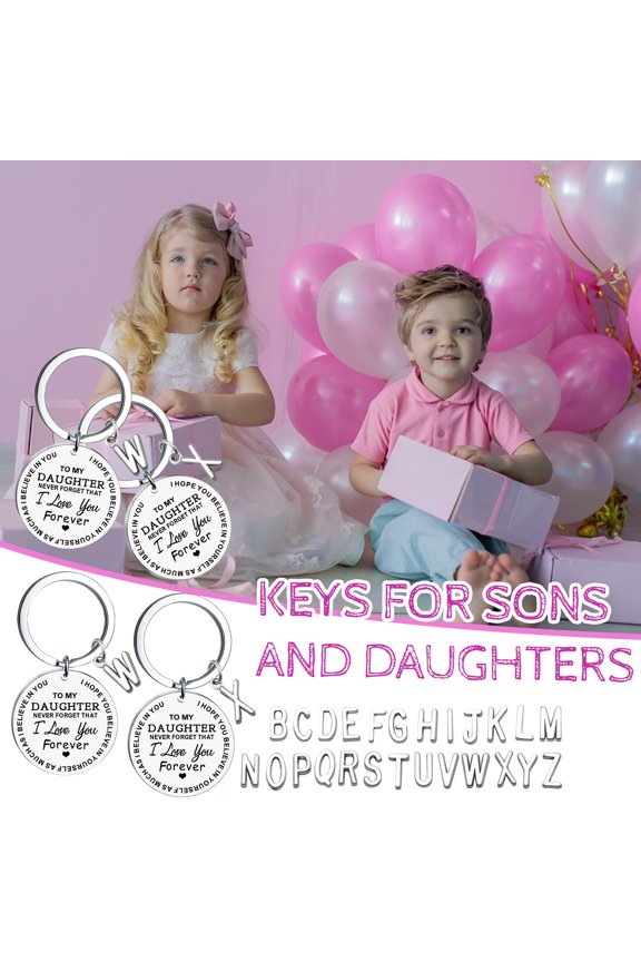 Key Holder for Keychain Car Keychain Small Gifts DIY To My Daughter Stainless Steel Last Name 26 Letter Keychain 2.5cm
