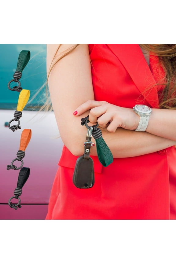 Keychain Cute Cute Gifts for Women Holiday Gift Set Leather Rope Car Key Pendant Threaded Men's High-grade Key Ring Sisal Pattern Leather Keychain