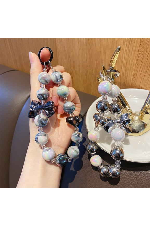 Keychain Keychain Accessories Acrylic Beaded Bracelet Beaded Key Pendant Bow Phone Case Pendant Hanging Chain DIY Jewelry Beaded Hanging Chain Keychain Pendant