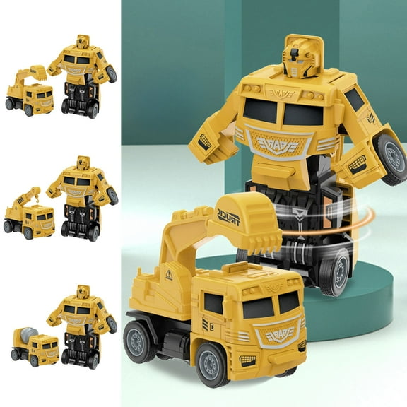 Viflosae Kids Toys Encourages Parent-Child Bonding Children's Collision Deformation Robot Toy Car Boys' Simulation Inertias Engineering Mixing Excavator Kindergarten Gift