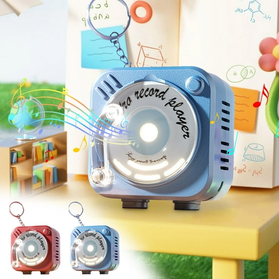 Viflosae Kids Toys Gifts for Boys 8-12 Rotating Vintage Phonograph Keychain - Mini Recordable Music Box Pendant for Car Keys Small Stocking Stuffers Top Christmas Gifts