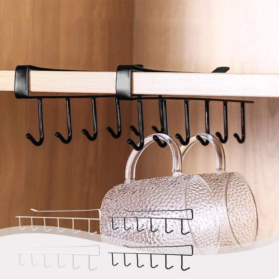 Viflosae Kitchen Iron Hook Wardrobe Organizer Non Marking Bottom Rack Multi Functional Non Drilling Storage Hook Cabinet Sorting Rack for Clothes Utensils Accessories