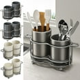 thumbnail image 1 of Viflosae Knife Block Knife Storage Kitchen Countertop Tool Stand Knife and Spoon Drying Rack Hygienic Kitchen Tool Caddy Stainless Steel Cutlery Organizer, 1 of 10