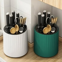 Viflosae Knife Block Knife Storage Rotating Knife RackKitchen ShelfCleanerKnife and Knife StorageIntegrated Chopsticks BucketBase360 Degree Rotatable