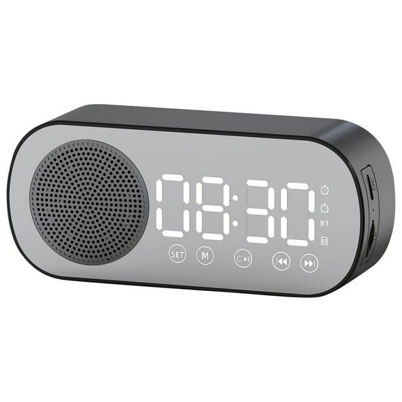 Viflosae LED Mirror Digital Alarm Clock Big Display Table Alarm Clock Wireless Speaker Subwoofer Music Player Support Bluetooth Electronics Gadgets