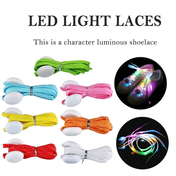 Viflosae Laces Shoe Strings 1PC LED Luminous Shoelaces Glow in the Dark Nylon Style Light Up Lace Replacement for Sneakers Running Shoes Party Costume Night Use