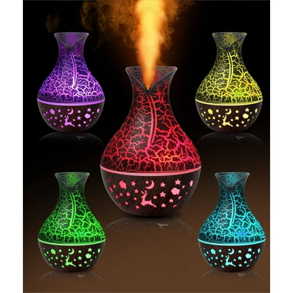 Viflosae Large Room & Essential Oil Diffuser Humidifier Home Silent Bedroom Desktop Vase Colorful Humidifying Purifying Aromatherapy Machine