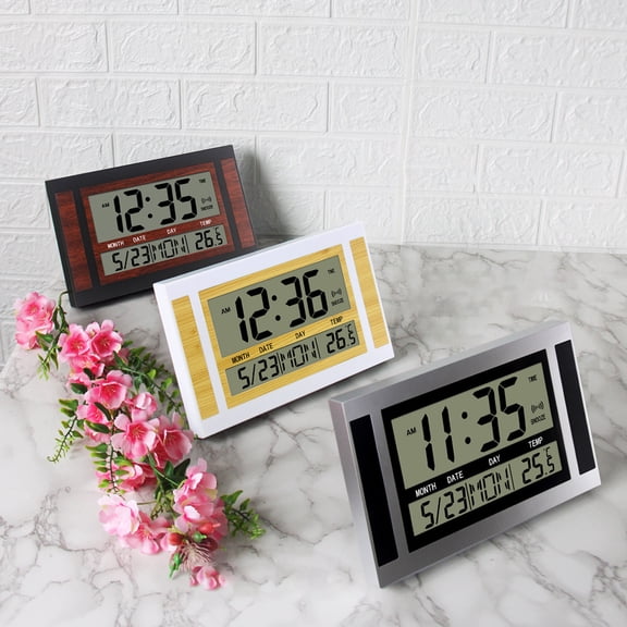 Viflosae Large-Screen LCD Ultra-Quiet Electronic Wall Clock, Date, Time, Alarm Clock, Temperature Display, Aniversary Reminder Timer For Desktop/Wall Electronics Gadgets