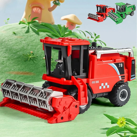 Viflosae Learning Toys for 3 Year Old Useful Gifts Summer Farmer Vehicle Harvester Excavator Toy for Childrens Gift Inertial Simulation Engineering Vehicle Christmas for Her