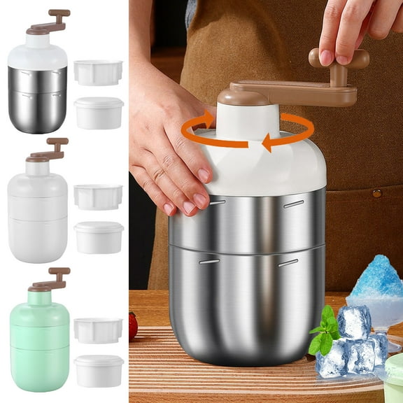 Viflosae Manual Ice Crusher Hand Crank Shaved Ice Maker Rotary Ice Shaver Small Household Commercial Snow Cone Machine Portable Crushed Ice Grinder for Home Kitchen Bar Cocktails Desserts