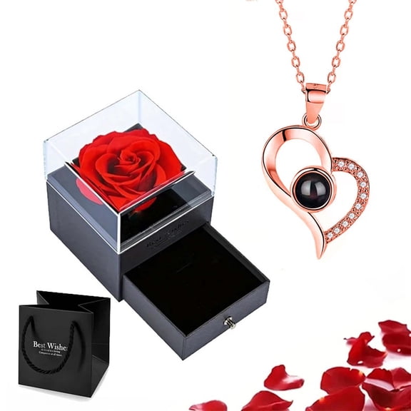 Viflosae Necklace for Women Girlfriend Gifts The Valentine Day Gift Box Leaves For The Worthwhile Person Allowing Beautiful Flowers To Forever Accompany Your Feelings Include Necklace