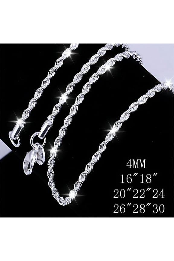 Necklaces Gift for Girlfriend 30Inch For Women Men Beautiful Fashion 925 4Mm Rope Chain Necklace Pendant High Decoration Jewelry Commemorative with You Accessori for Work & Office