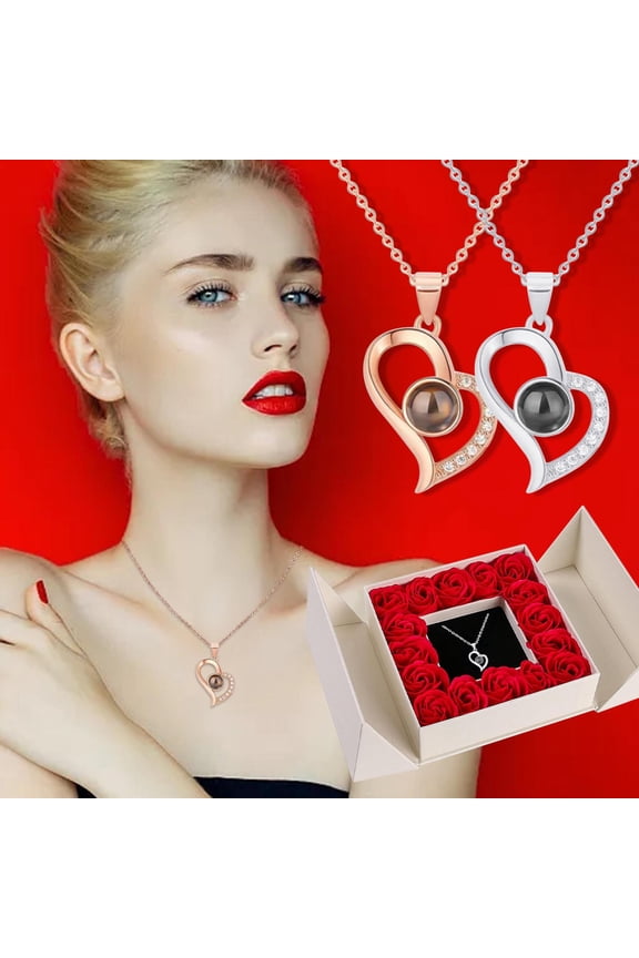 Necklaces for Women Girlfriend Gifts Preserved Red Real Rose with Heart I You Necklace Eternal Flowers Rose Romantic Gifts Box For Her Girlfriend Mom Wife Grandma Valentines Day Red