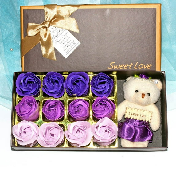 Viflosae New Valentine's Day Bear Gift Box Gift Rose Gift Small Gift 12 Soap Flower Valentines Day Gifts for Her Deals of the Day