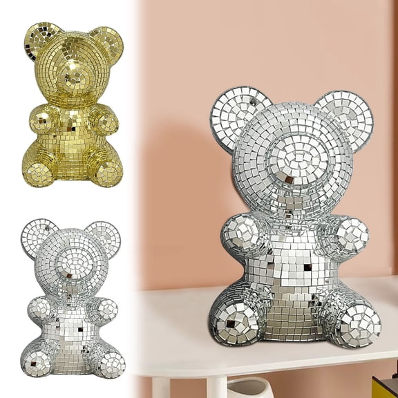 Viflosae Outdoor Christmas Decorations Christmas Gift Christmas Mirror Bear Decoration Mirror Bear Valentine's Day Birthday Gift Christmas Reflective Decoration Ornament Bear for Holiday
