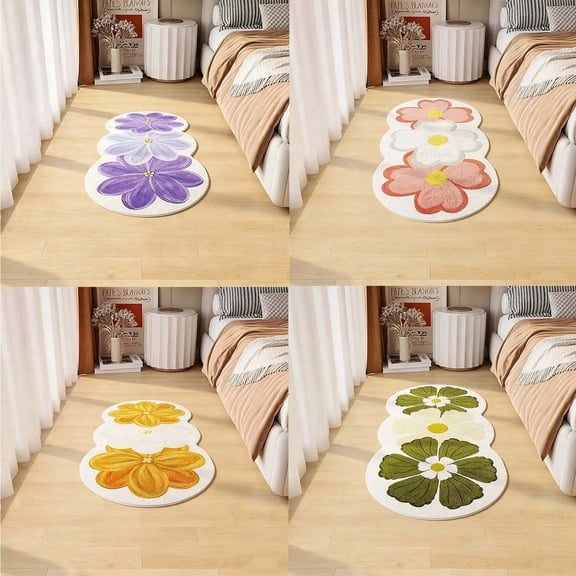 Viflosae Outdoor Rugs Washable Rugs Flower Bedroom Bedside Blanket-living Room Coffee Table Blanket- Window Fully Covered with Blanket and Against- Carpet