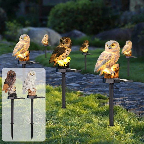 Viflosae Outdoor Solar Lights for Yard Solar Lights Outdoor Decorative Solar-powered Resin Owl Garden Light Outdoor Waterproof Ground Stake Lamp Courtyard Decorative Lighting