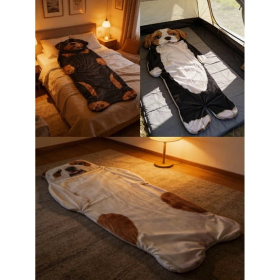 Viflosae Oversized Dog Sleeping Bag Style Blanket Soft Flannel Stuffed Mattress Body Pillow for Adults Nap Bed Couch Camping Cozy Lounge Home Use