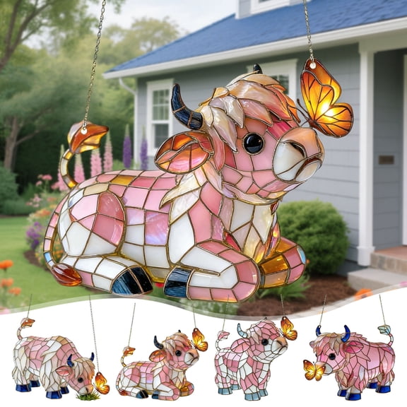 Viflosae Party Decorations Hanging Flowers for Decoration 2D Flat Cow Catcher Colorful Acrylic Style Window Hanging