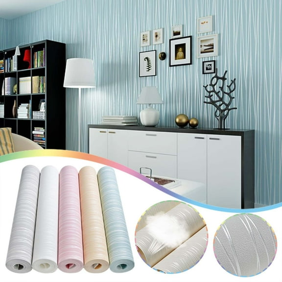 Viflosae Peel and Stick Wall Paper Wall Paper Peel and Stick Modern 53x1000cm Modern Non-Woven Wallpaper Roll Glitter Stripe Textured Flocking Striped Wallcoverings for Bedroom Living Room