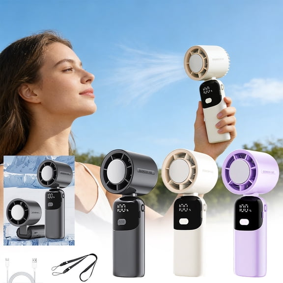 Viflosae Personal Fan Mini Fan 2026 Model Handheld Fan - Mini Powerful Wind Digital Display Long-Range Battery-Powered Portable Outdoor forceful USB Fan