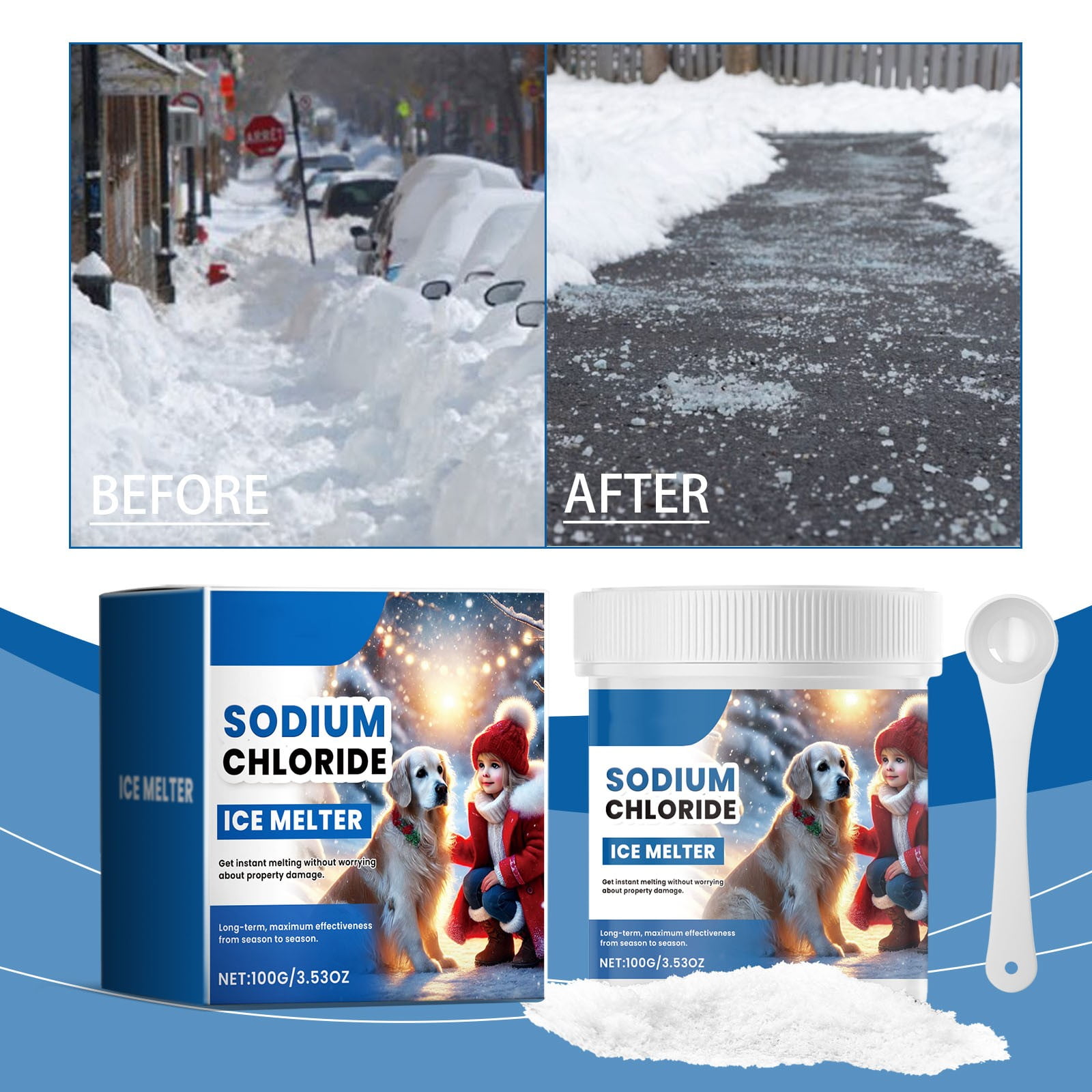 Viflosae Pet Friendly Ice Melt - A Dual Acting, Natural Based Ice Melt for Snow with a Melting Power of Below Zero Degrees. Keep Your Family Safe During Winters Harshest Conditions!