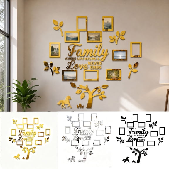 Viflosae Picture Frames for Wall Family Tree Photo Frame Wall Sticker. Family Tree Photo Frame Wall Sticker. DIY Mirror Acrylic Family Tree Wall Decor with Picture Frames
