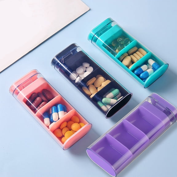 Viflosae Pill Sorter Pill Box 3 Compartment Portable Pills Organizer Clear Slide Out Designs with Separate Sections Thickened Daily Medication Box Transparent Partition Storage Box
