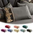 thumbnail image 1 of Viflosae Pillow Covers Throw Pillows Covers Solid Color Luxurius Pillowcase Set 2-Piece Lace Cutis-Friendly Skidproof Pillowcases European Embroidered Pillow Covers, 1 of 7