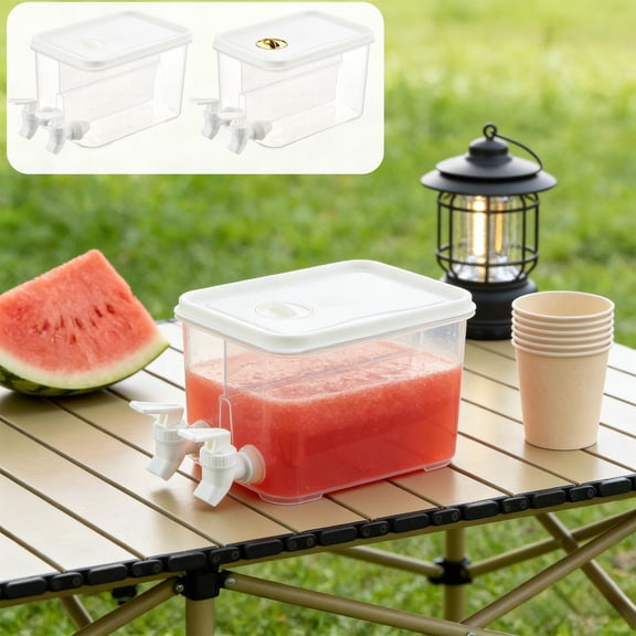 Viflosae Pitchers for Drinks 3L Two Compartment Drinking Water Kettle Beverage Machines with Faucet Ice Cold Drink Pot Lemon Juices Container with Lid Tea Pot Lemon Milk Beverage Bucket
