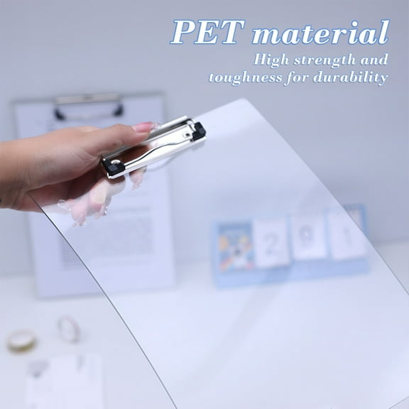 Viflosae Plastic Clipboards Clear Clipboard,Plastic Clipboard Transparent Color,Acrylic Clipboard with Low Profile Clip,Clear Plastic Clip Boards,Standard A4 Letter Size 11.8" x 8.8"