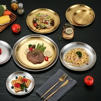 Viflosae Plates Dinner Plates Snack OrganizerStainless Steel Thickened Barbecue Plates, Disc, Cake Plates, Western Dessert Plates
