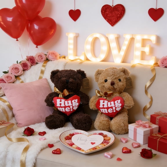 Viflosae Plush Cute Stuffed Animals Valentines Day Gifts Valentines Day Teddy Bear Cuddly Toys Cute Rag Doll Doll Children's Activities Gift Doll Cuddle Heart Bear
