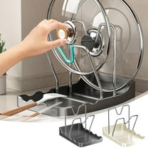 Viflosae Pot Lid Holders Pot Organizer Pot Lid Storage Rack with V-shaped Groove Antis Slip and Water Tray Kitchen Desktop Storage Rack