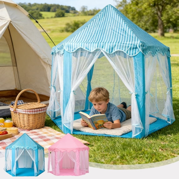 Viflosae Pretend Play Gifts for 6 Year Old Boys 3-4 Person Castle Play Tent Indoor Outdoor Princess Tent for Girls Boys Large Pops Up Mesh Playhouse with Carry Bag Birthday Gift