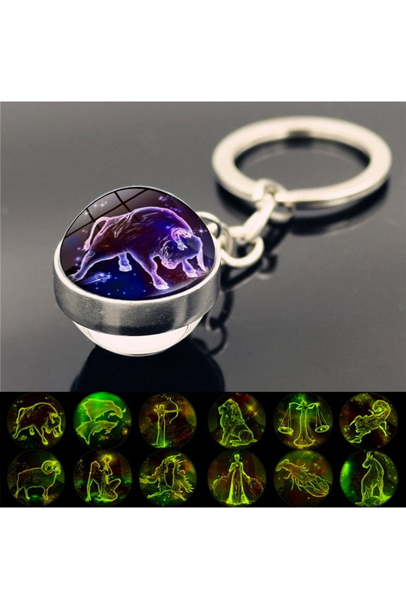 Purse Charms Key Chain Gifts Twelve Keychain Pendant Luminous Glass Pendant Metal Key